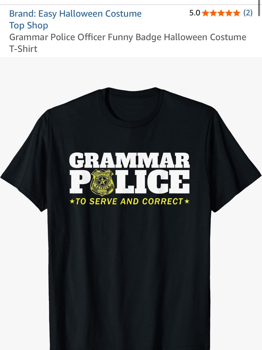 Grammar Police teacher T-Shirt - Black |